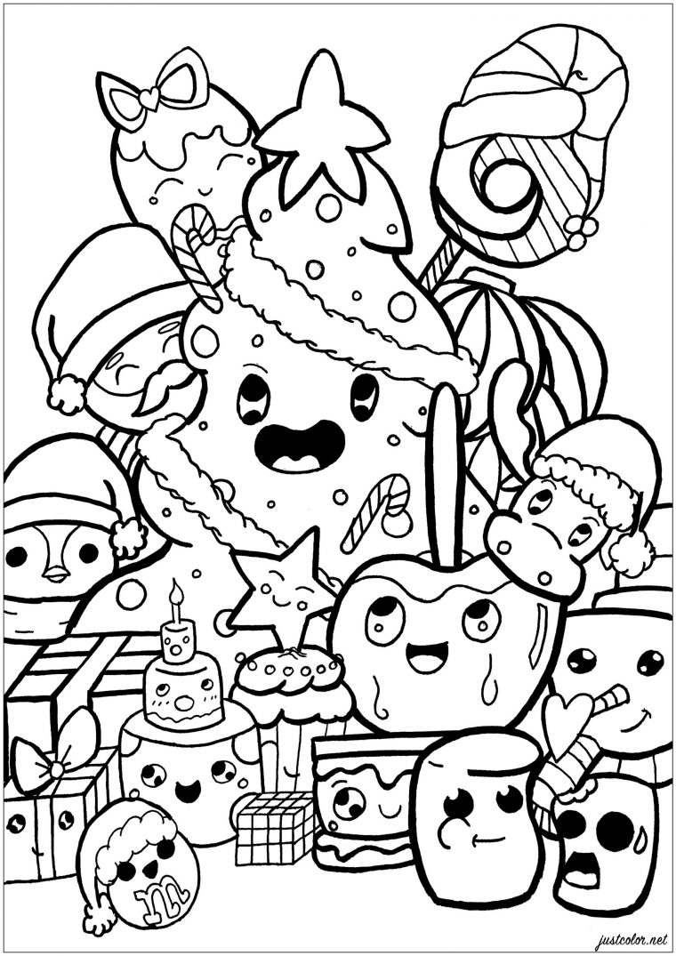 Doodle De Noël – Doodles – Coloriages Difficiles Pour Adultes concernant Coloriage De Noel