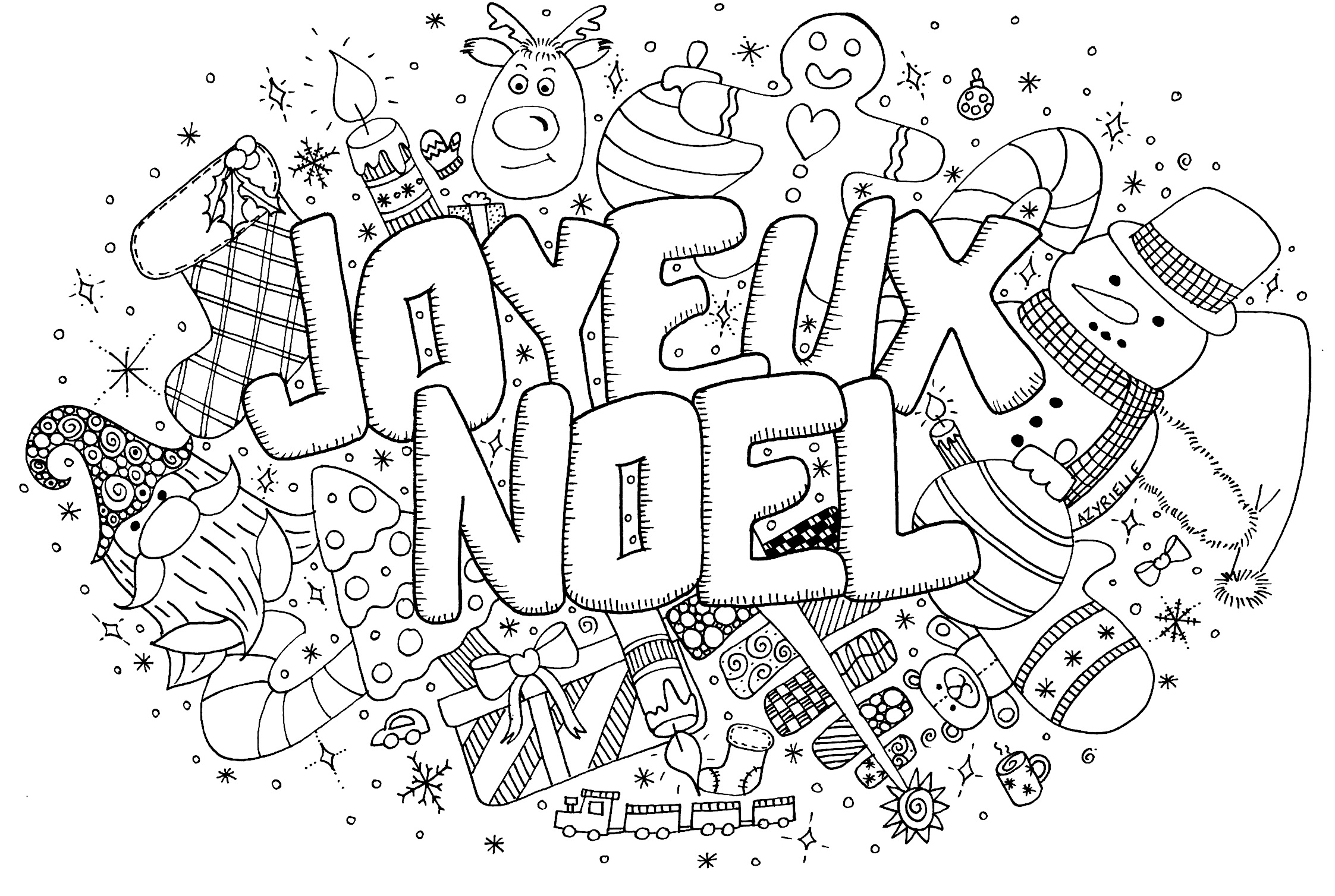 Doodle Noel - Noël - Coloriages Difficiles Pour Adultes tout Coloriage Noel Gratuit 