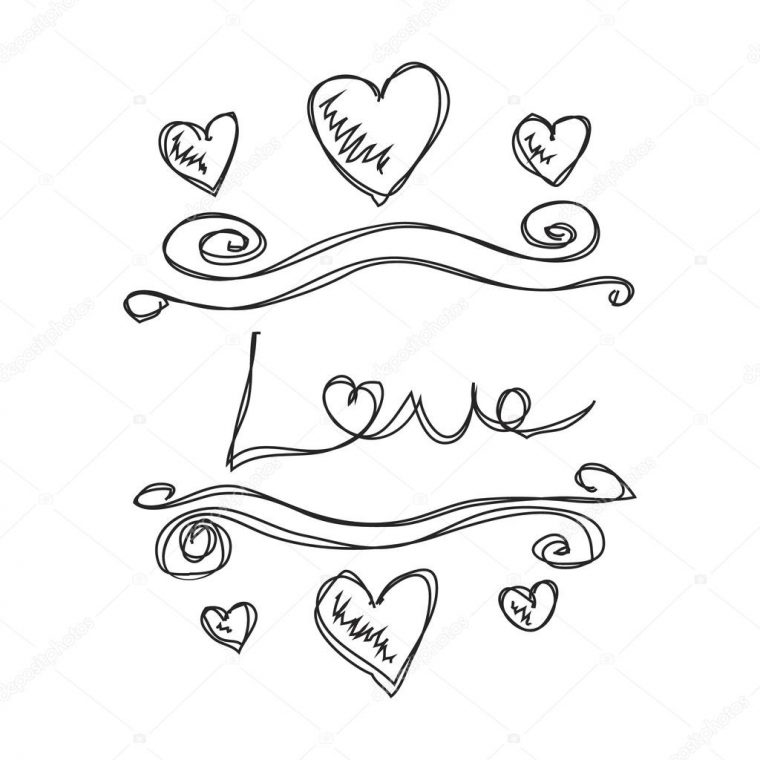 Doodle Simple D'Un Dessin De Coeur Amour — Image avec Dessin D Amoure