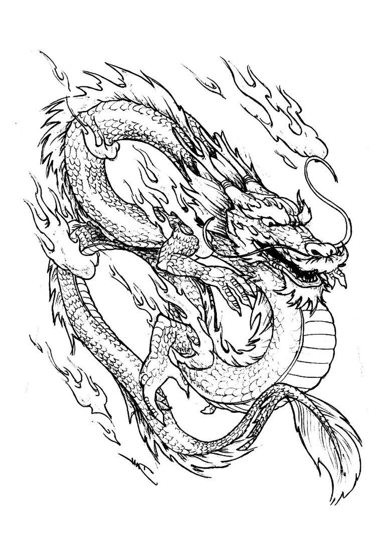 Dragon Chinois – Chine  Asie – Coloriages Difficiles Pour avec Déssin De Dragon