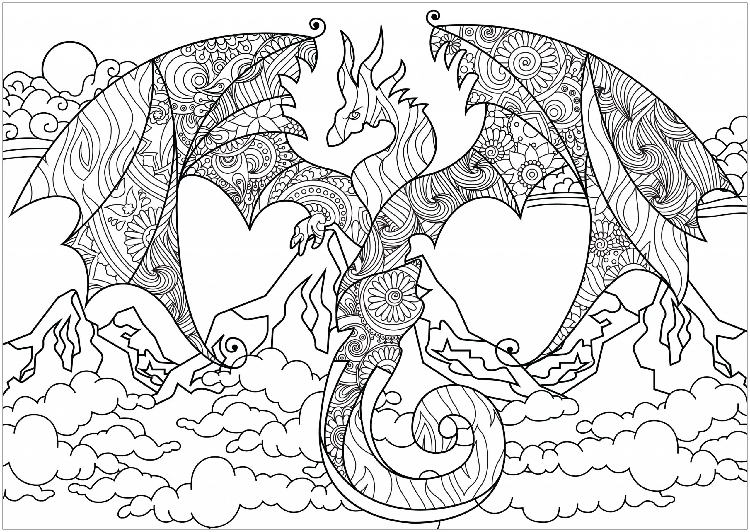 Dragon Des Montagnes - Dragons - Coloriages Difficiles intérieur Dessin Un Dragon