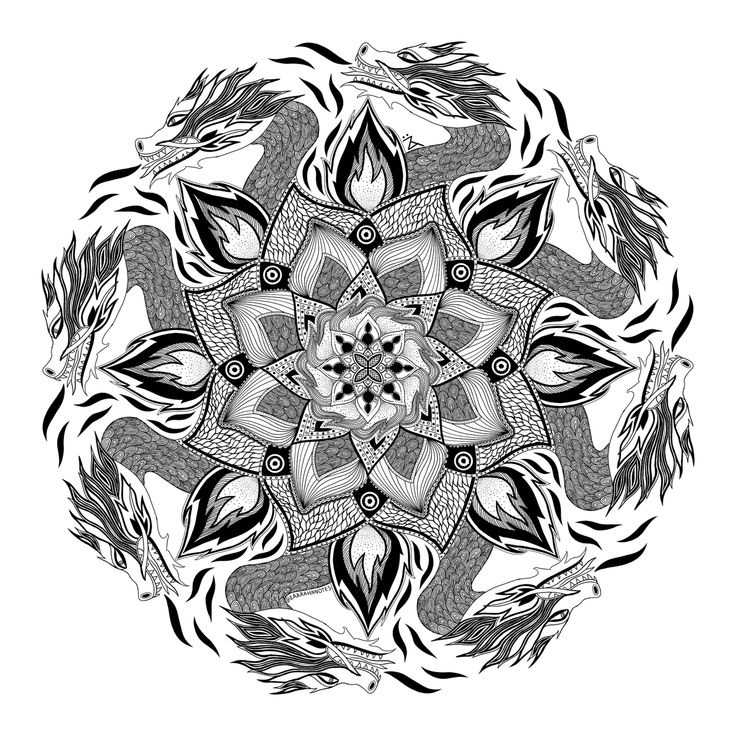 Dragon Mandala  Dragon Illustration, Dragon Tattoo encequiconcerne Mandala Dragon À Imprimer