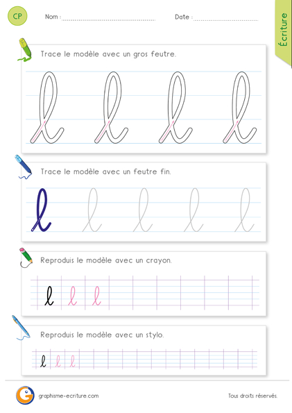 Écriture Cursive Cp Ce1 À Imprimer  Exercice Écriture Cp destiné Alphabet Cursive À Imprimer 