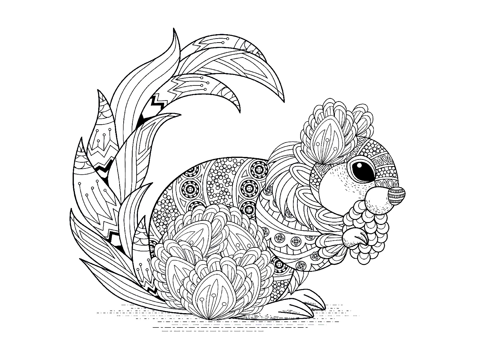 Ecureuil Avec Motifs - Ecureuils Et Rongeurs - Coloriages destiné Dessin A Colorier D Animaux 