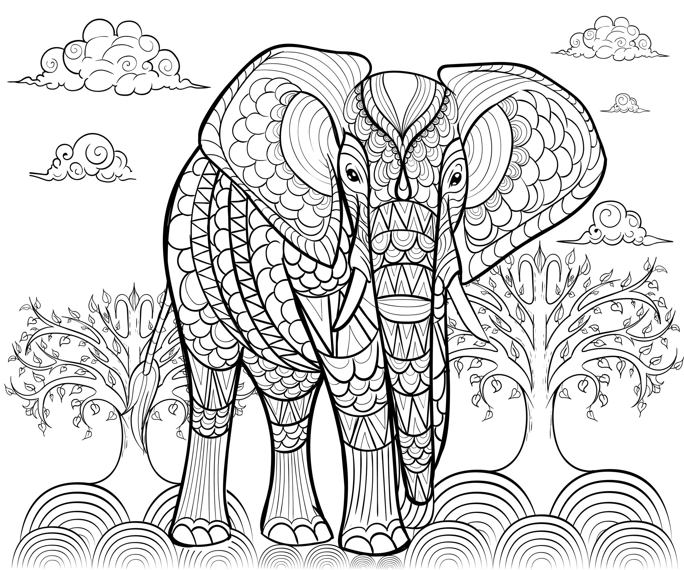 Elephant Par Alfadanz - Eléphants - Coloriages Difficiles à Coloriage D Adulte 