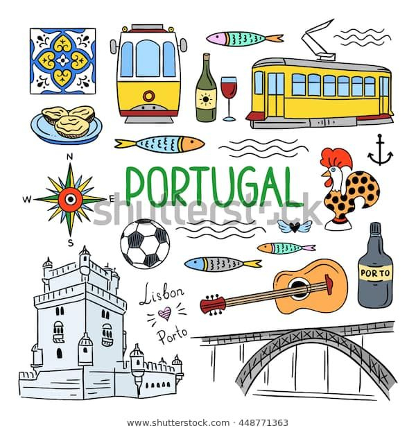 Encontre Imagens Stock De Portugal Elements Symbols Hand intérieur Portugal Dessin 