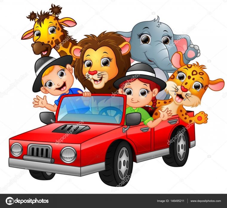 Enfants De Bande Dessinée Conduisant Une Voiture Rouge tout Dessin Voiture