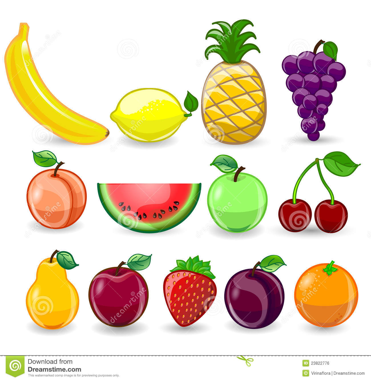 Ensemble De Fruits De Dessin Animé Illustration De Vecteur avec Dessin Fruits