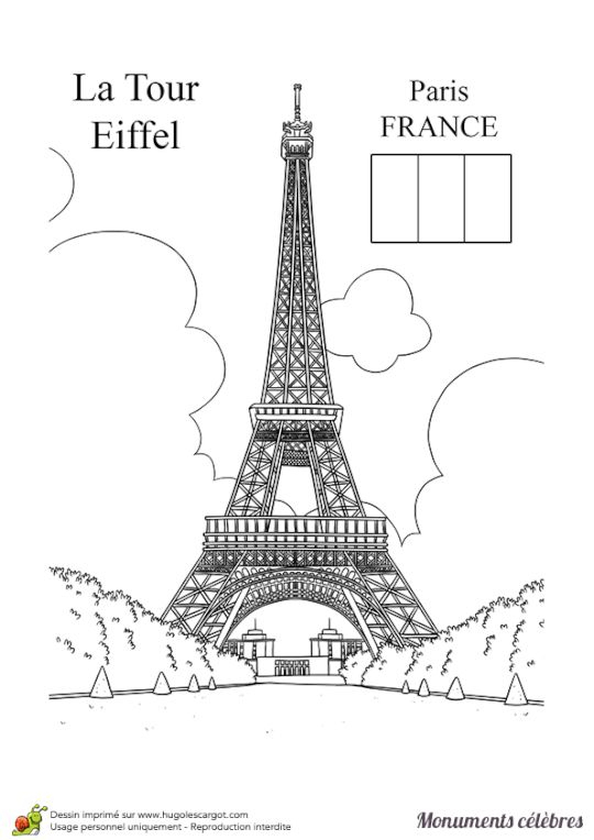Épinglé Par Crystal Sanders Sur Kids Art Ideas  Monuments dedans Coloriage Tour Eiffel 