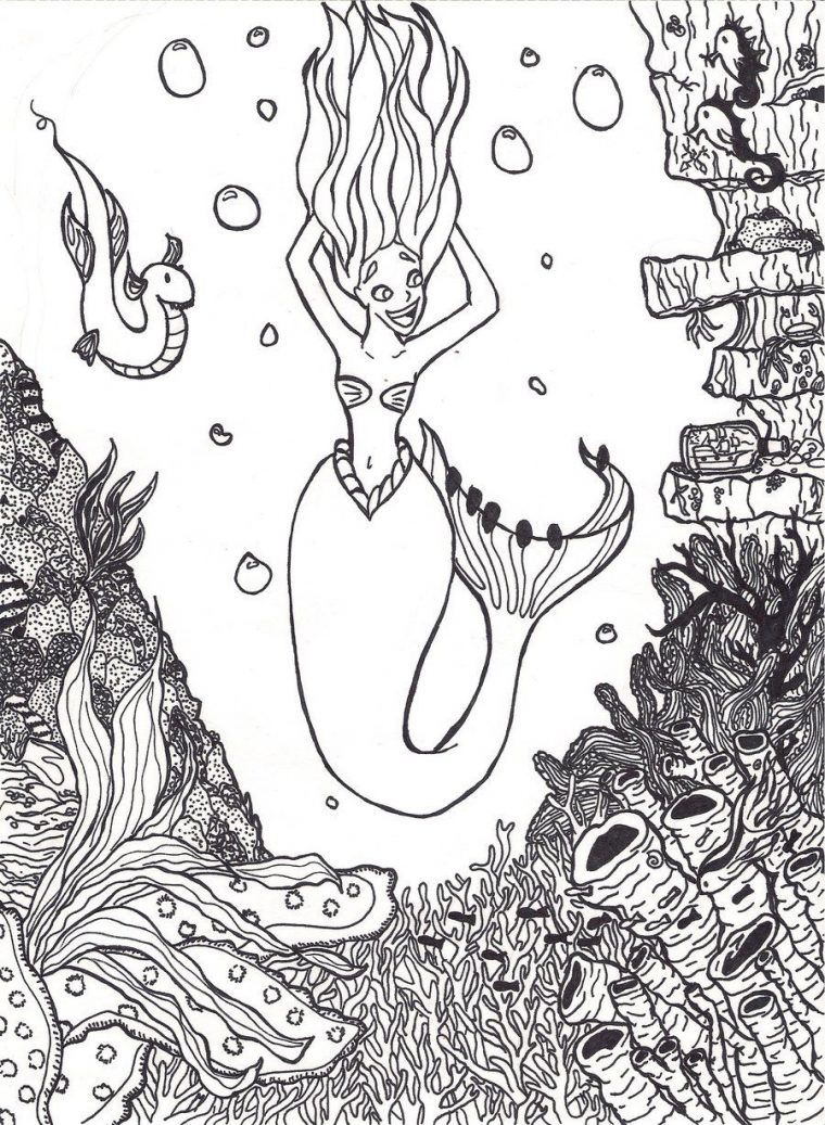 Épinglé Sur Coloriage Sirenes destiné Coloriage Sirene