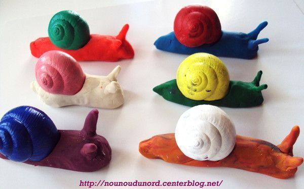 Escargots De Couleur En Pâte À Modeler Réalisés Par Lison dedans Modele Escargot 