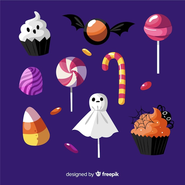 Et Dessiné Collection De Bonbons Halloween  Vecteur Gratuite serapportantà Dessin De Bonbon 