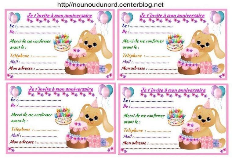 Etiquettes Et Invitations Modele Fille Pour Anniversaire intérieur Carte Anniversaire À Imprimer Fille