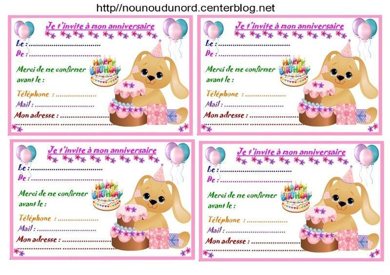 Etiquettes Et Invitations Modele Fille Pour Anniversaire intérieur Carte Anniversaire À Imprimer Fille 