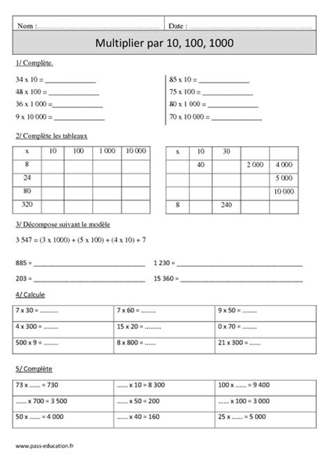 Exercice Table Division A Imprimer  Exercices De Maths avec Maths Exercices Imprimer Cm1 Gratuit 