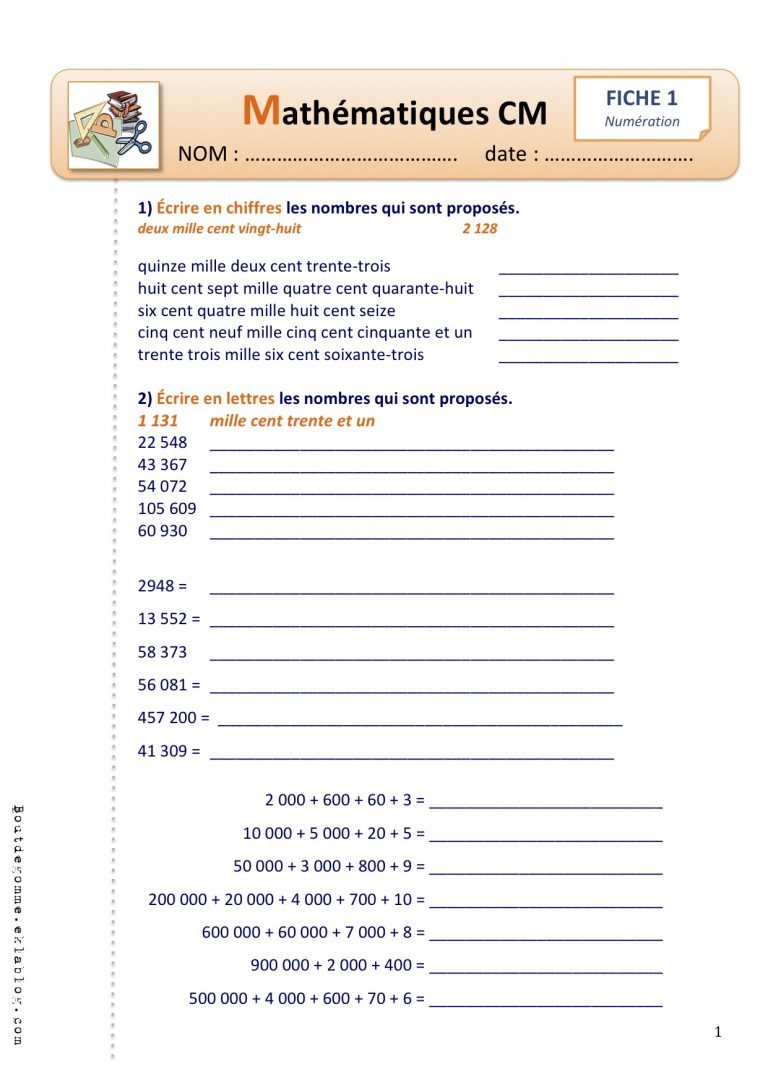 Exercices De Maths Cm1 À Imprimer Gratuit - Primanyc concernant Professeur Phifix Maths