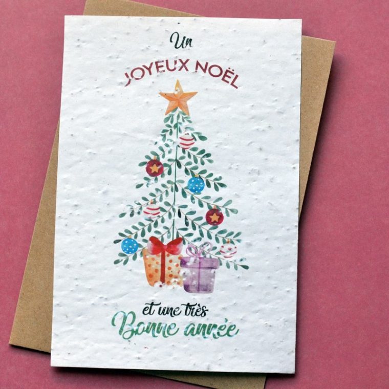 🌱Carte À Planter Joyeux Noël – Sapin Aquarelle – Carte À à Cartes Joyeux Noel A Imprimer Gratuitement