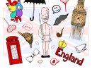 Faites À La Main Ensemble De Symboles De L'Angleterre concernant Dessin Angleterre