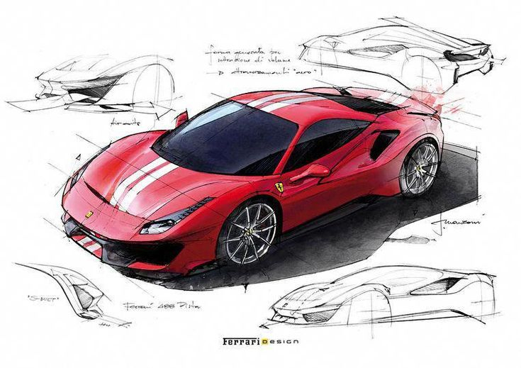 Ferrari 488 Pista Official Sketches#Cardesign #Car #Design serapportantà Dessin Ferrari