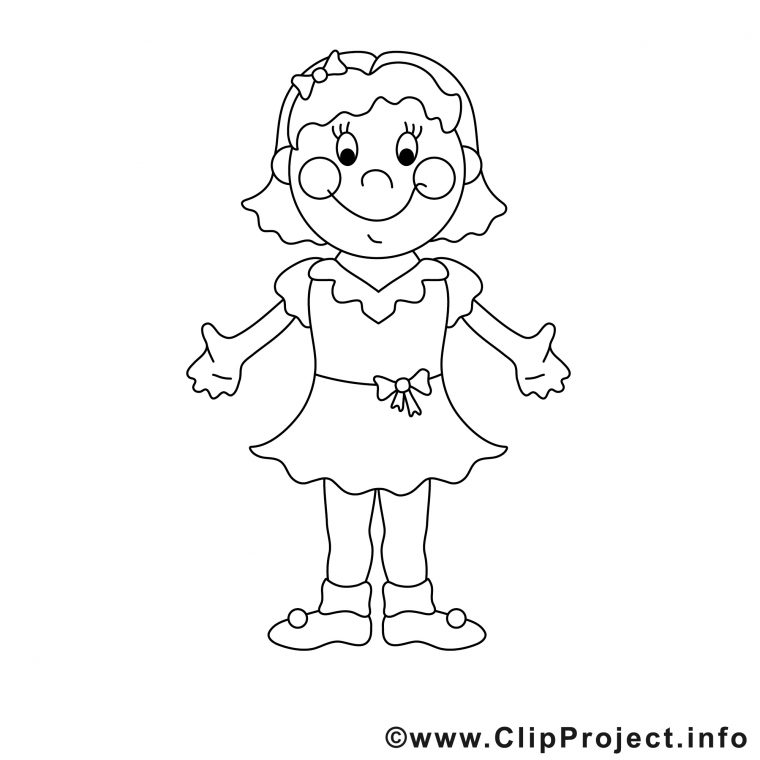 Fille Clipart – Enfants Dessins À Colorier – Enfants pour Coloriage Gratuit Enfant