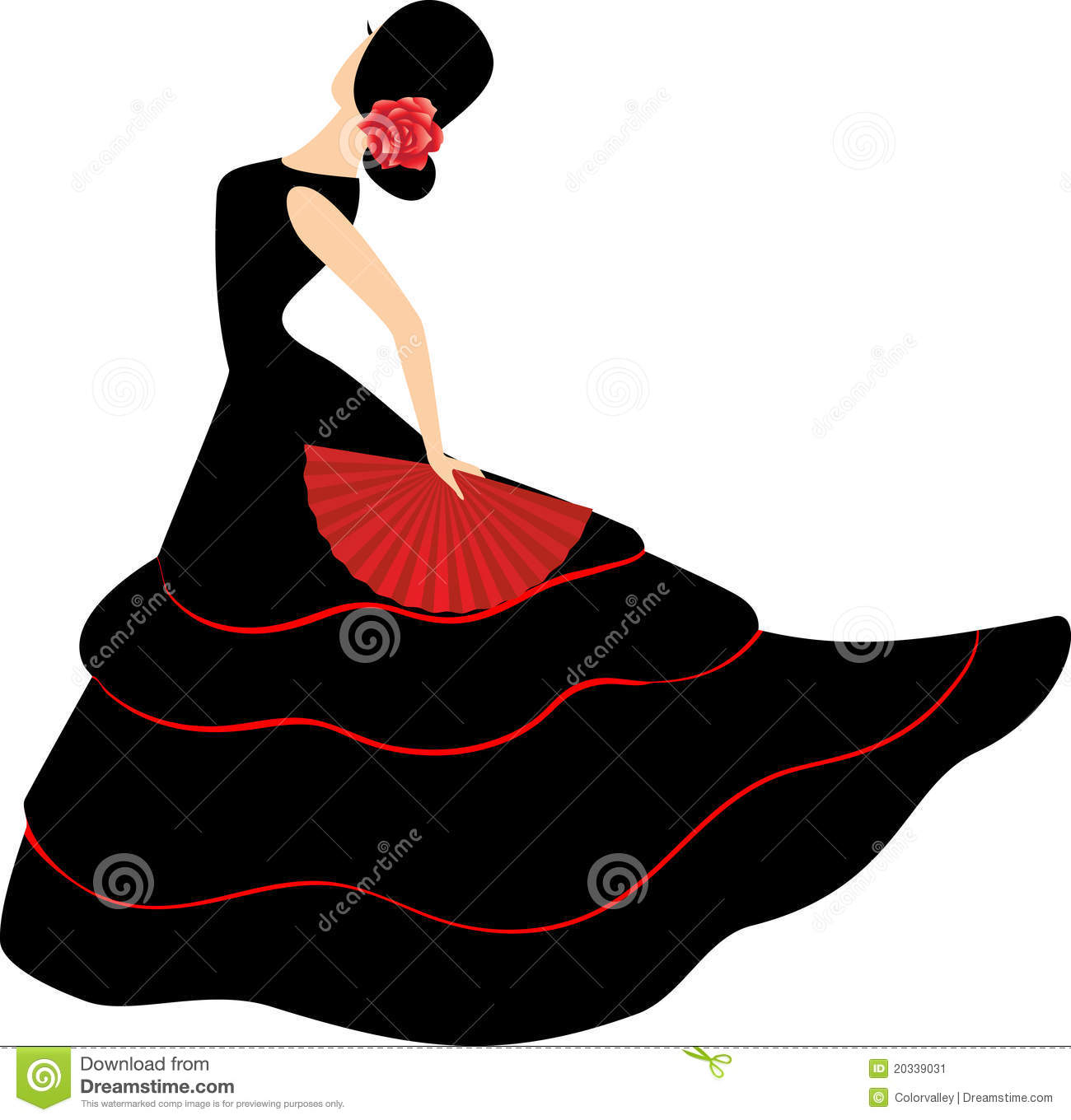 Flamenco Dancer. Spanish Girl With Fan Stock Vector à Flamenco Dessin