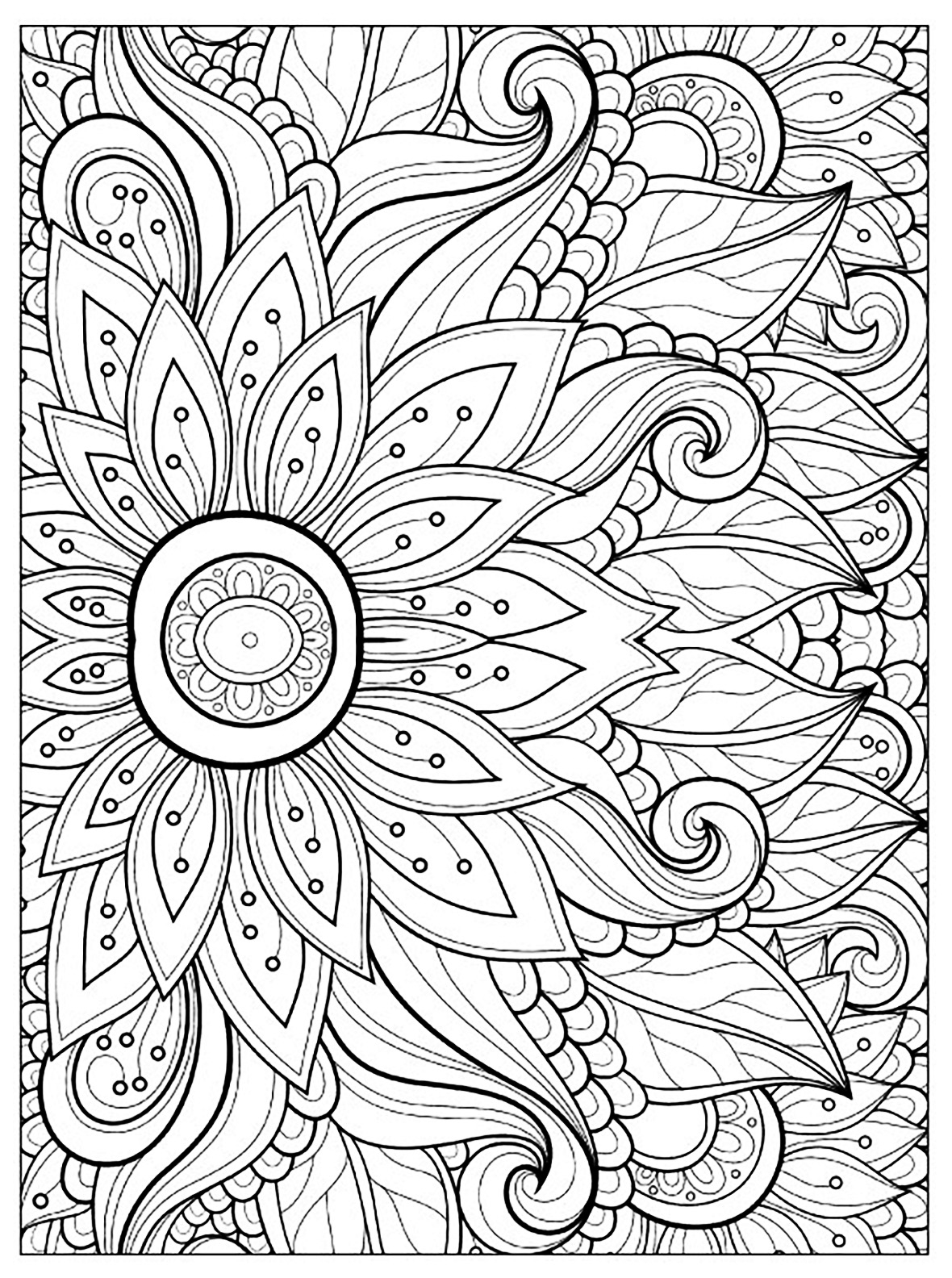 Fleur Aux Multiples Pétales - Coloriage De Fleurs concernant Dessin Fleurs 