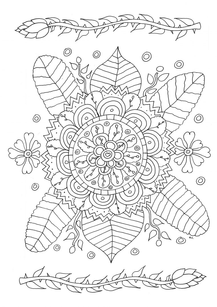 Fleurs Avec Motifs Simples – Coloriage De Fleurs avec Coloriage Fleurs À Imprimer