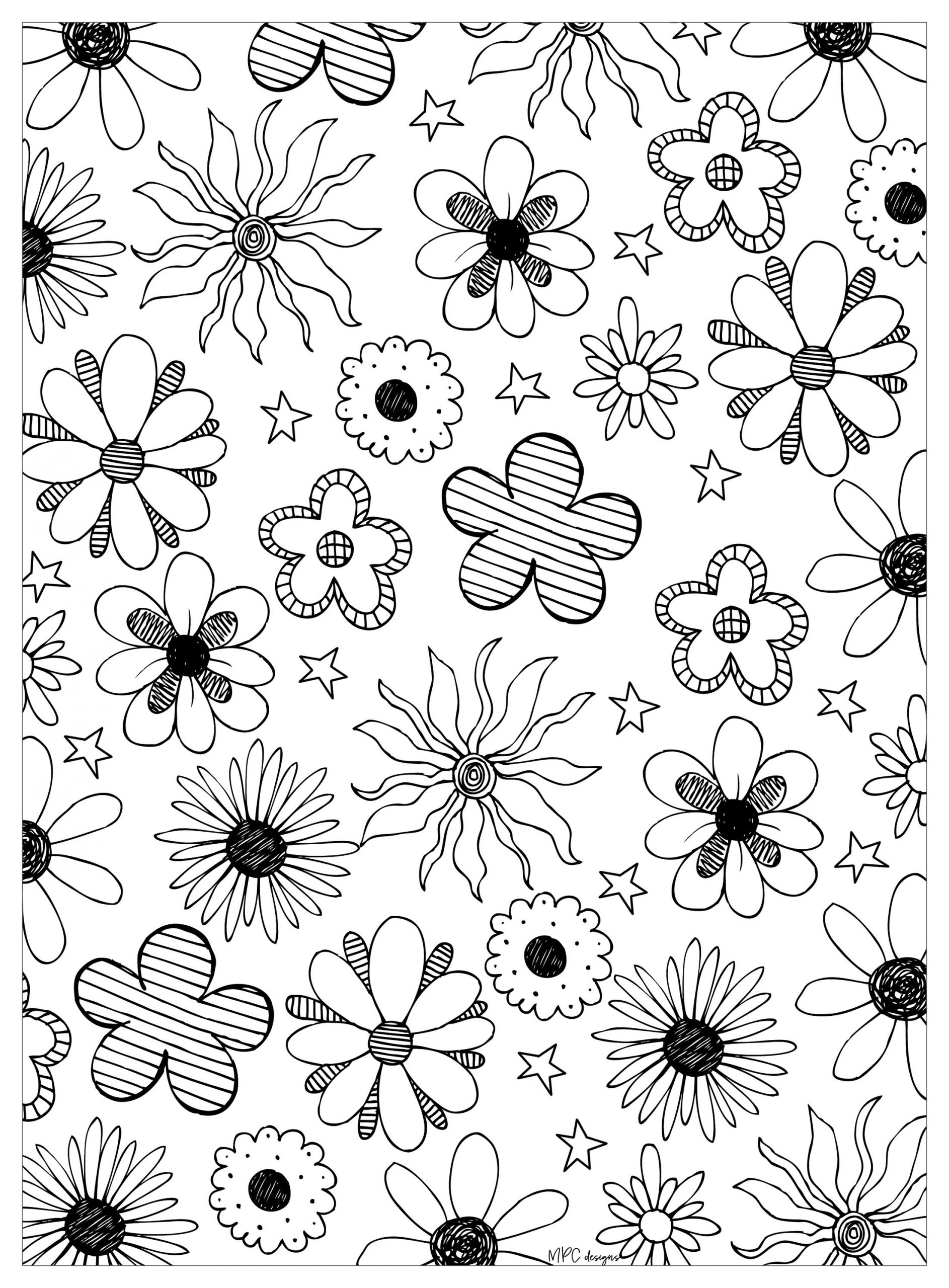 Fleurs Mpc Design - Fleurs Et Végétation - Coloriages tout Dessin Fleur 