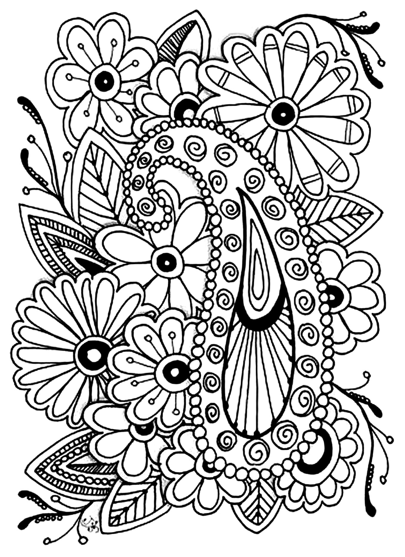 Fleurs Paisley - Fleurs Et Végétation - Coloriages tout Fleur Coloriage