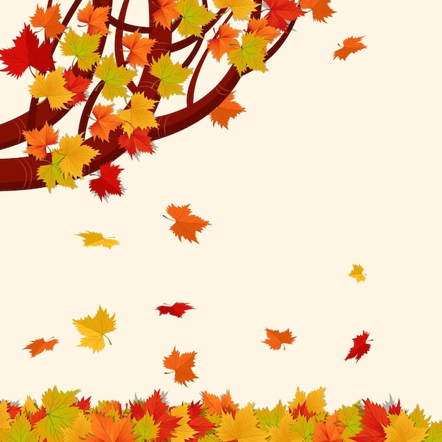 Fond De Feuilles D&amp;#039;Automne De Dessin Animé  Vecteur Gratuite pour Dessin D Automne 