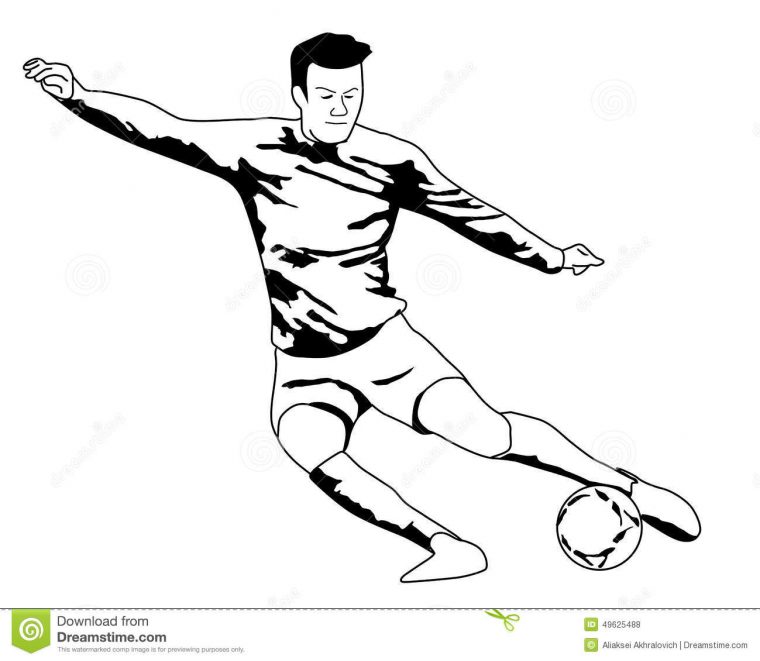 Footballeur De Vecteur Sur Le Fond Blanc Illustration De à Dessin De Footballeur