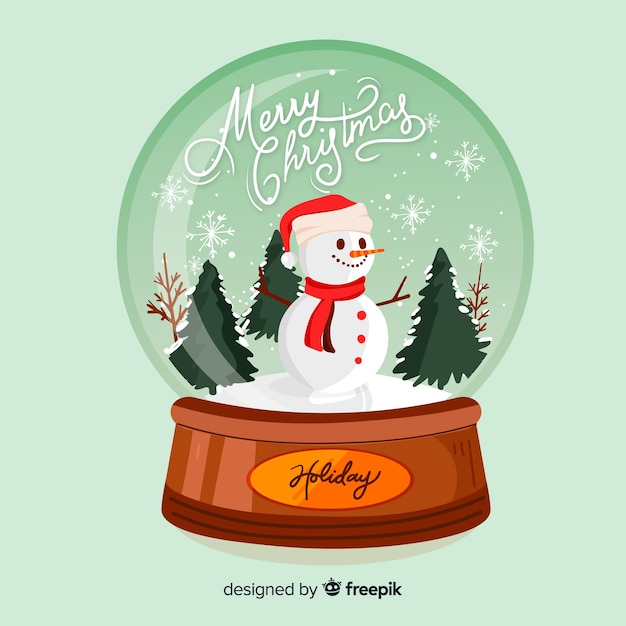 Globe Boule De Neige Joyeux Noël Dessinés À La Main pour Boule De Neige Dessin 