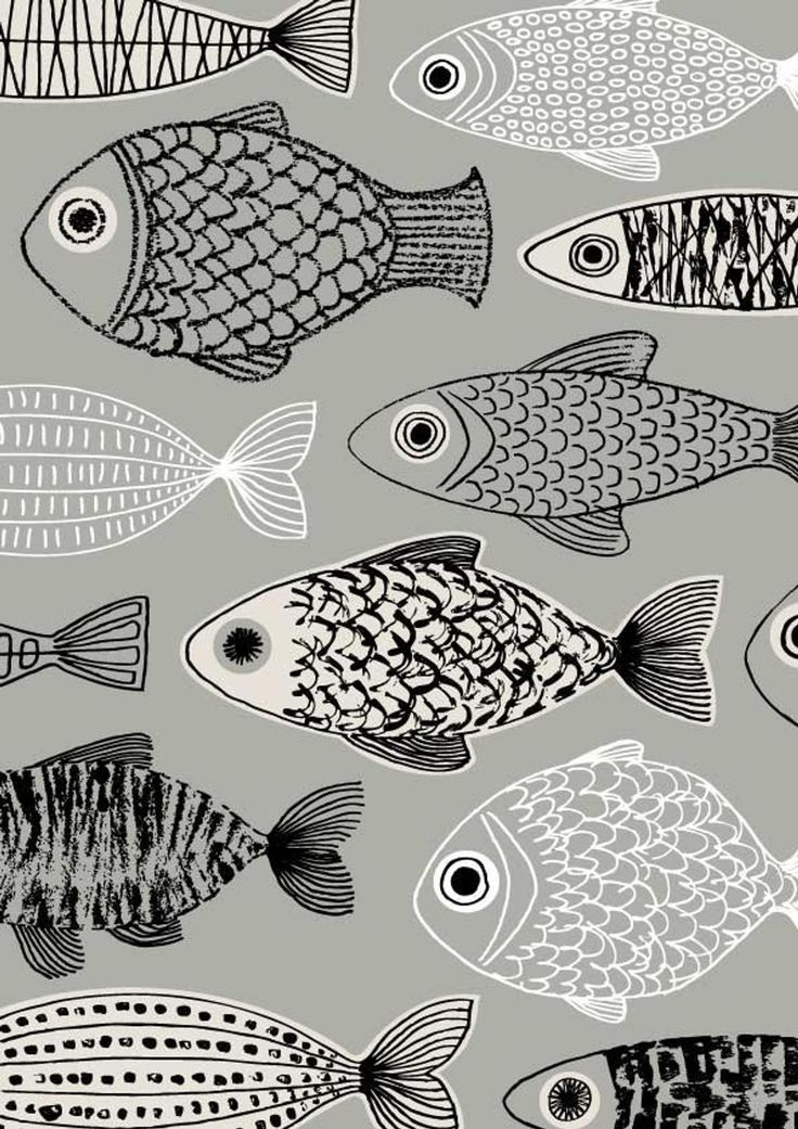 Grey Fish, Limited Edition Giclee Print  Fish Art, Art pour Dessins Poissons Stylisés