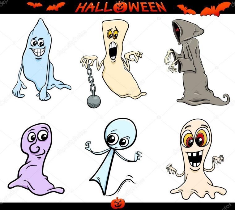 Halloween Fantômes Jeu De Dessin Animé Image Vectorielle dedans Dessin Fantome Halloween