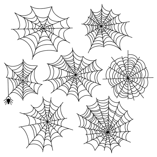 Halloween Vecteur De Toile D&amp;#039;Araignée Définie. Éléments De intérieur Halloween Araignée 