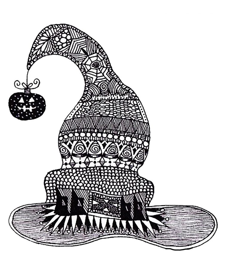 Halloween Zentangle Witch Hat – Halloween Adult Coloring Pages encequiconcerne Dessin Halloween