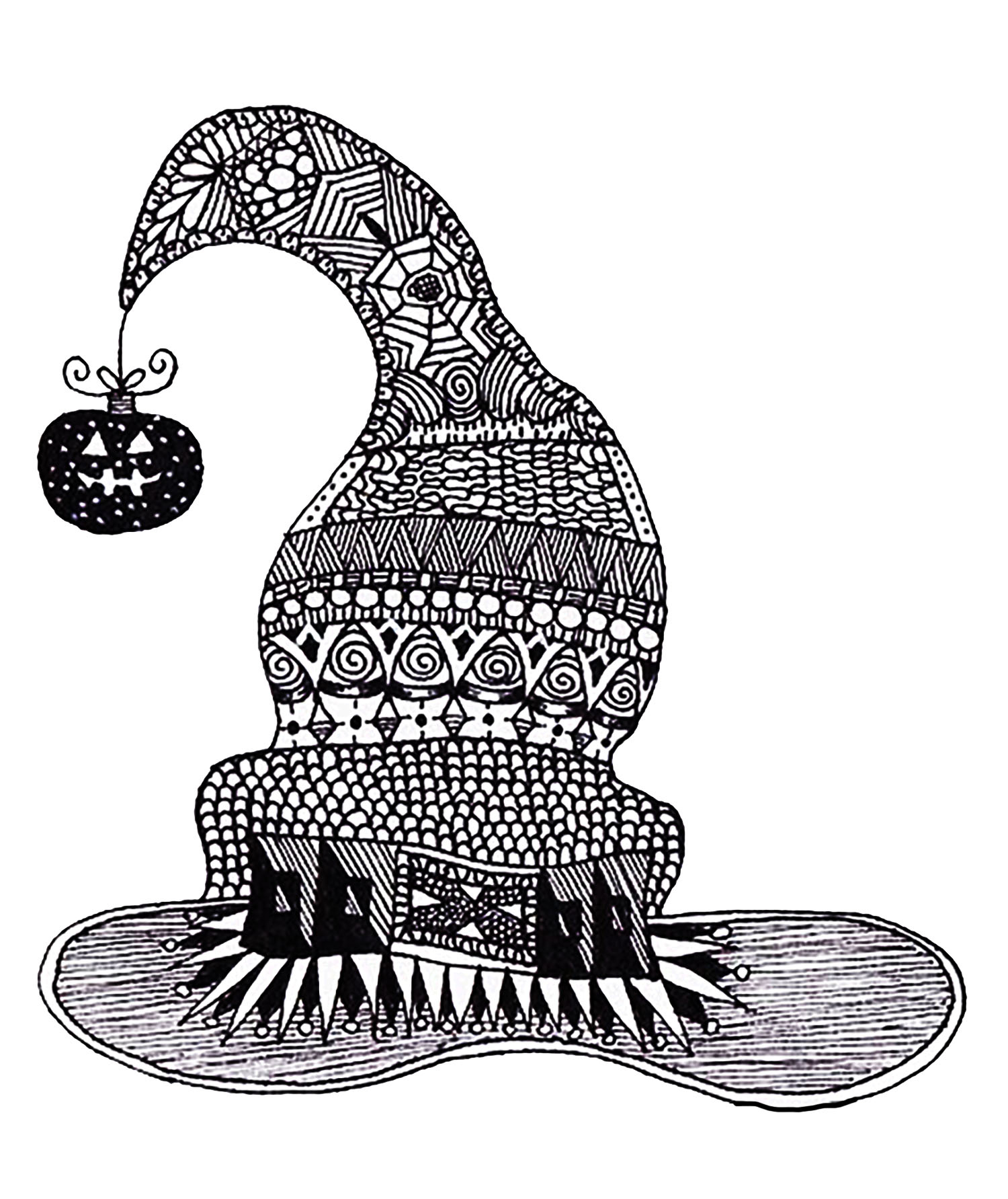 Halloween Zentangle Witch Hat - Halloween Adult Coloring Pages encequiconcerne Dessin Halloween 