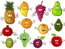 Happy Dessin Animé Fruits Tropicaux Frais — Image intérieur Dessin Fruits