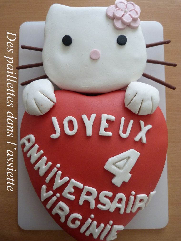 Hello Kitty En Coeur Pour Virginie – Des Paillettes Dans L à Image Hello Kitty Joyeux Anniversaire