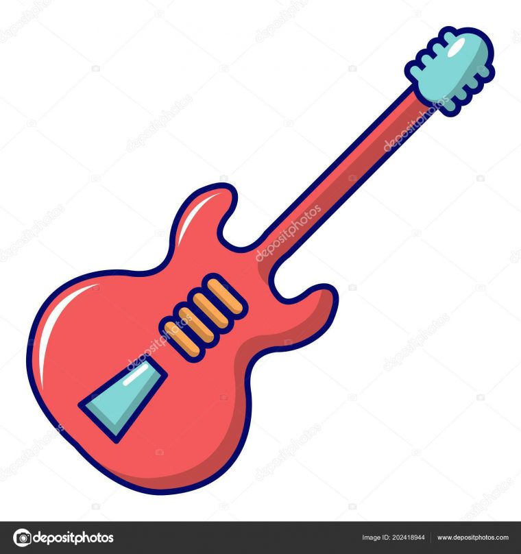 Icône Guitare Électrique, Style Dessin Animé Image pour Dessin De Guitare Électrique