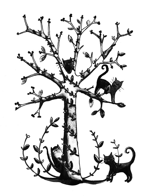 Illustration-Arbre-A-Chats - Lorène Russo, Illustratrice concernant Dessin Un Arbre