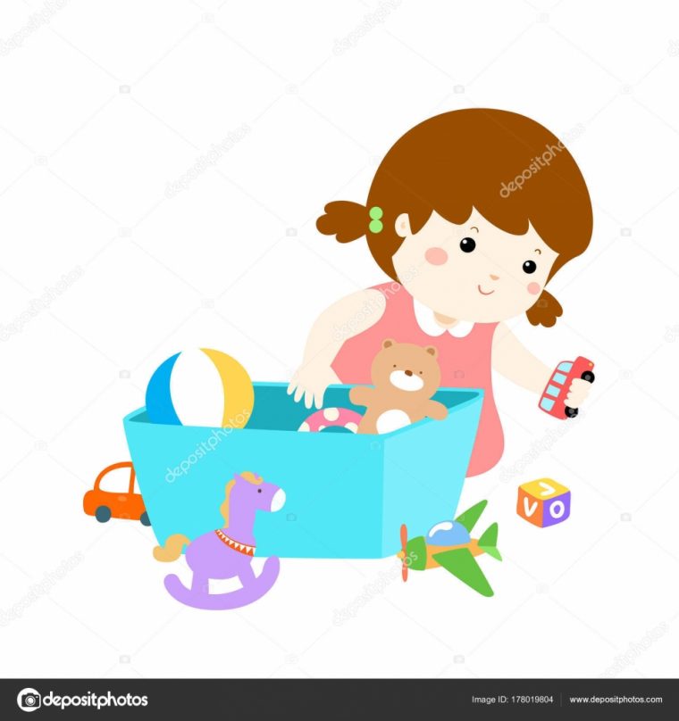 Illustration De Bande Dessinée Fille Mignonne Stockage De serapportantà Dessin Jouets