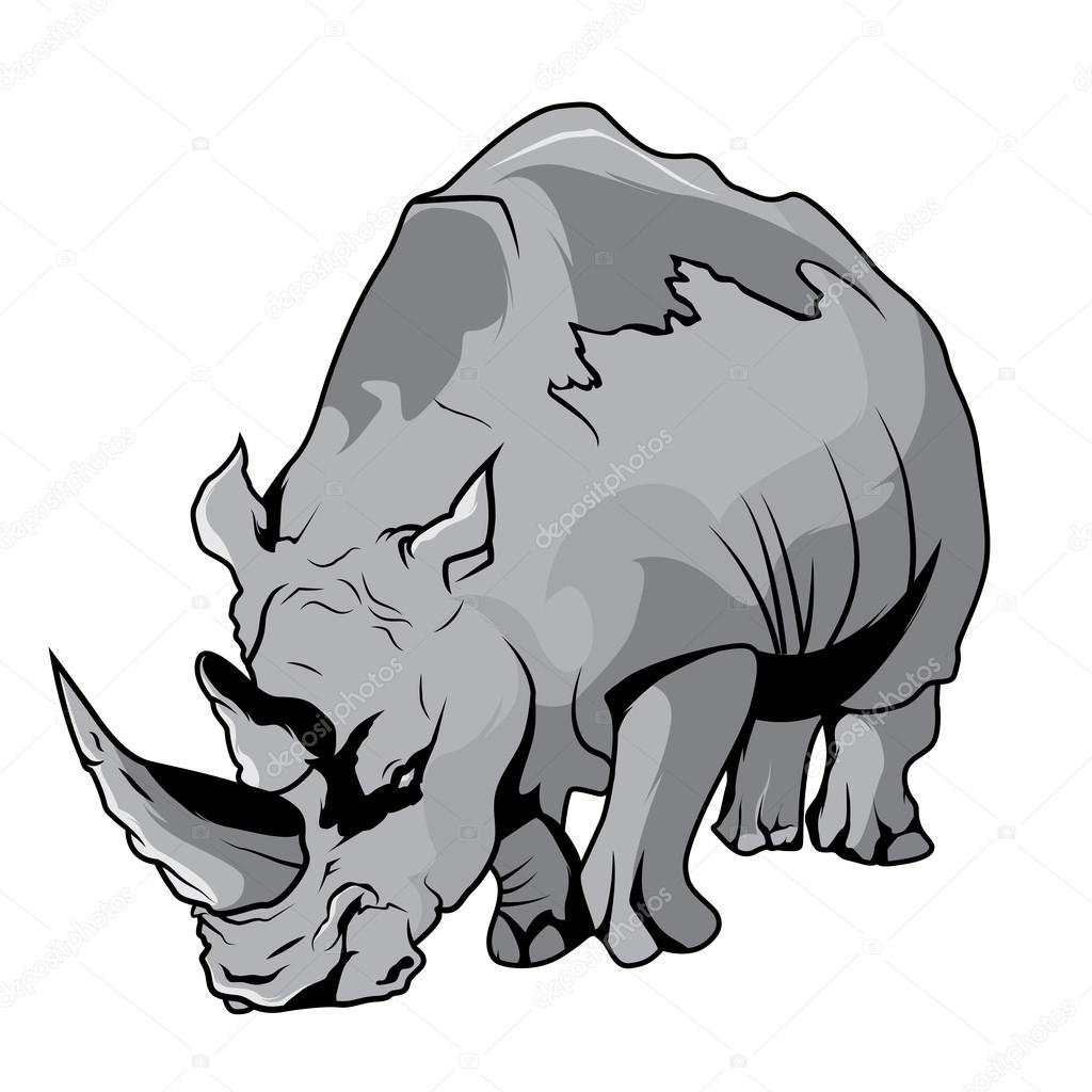 Illustration De Dessin Animé Vectoriel Rhinocéros De Haute encequiconcerne Dessin Rhinocéros