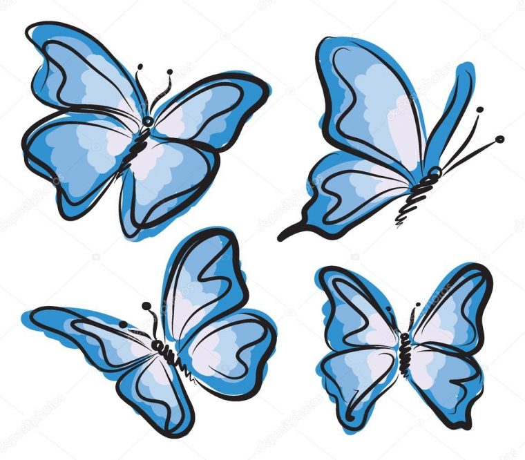 Illustration De Papillon Bleu Volant — Image Vectorielle À serapportantà Forme Papillon À Découper