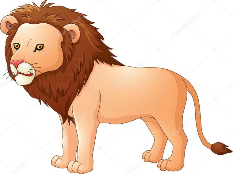 Illustration Vectorielle D'Un Lion Dessiné Debout Sur Fond pour Dessins Lion