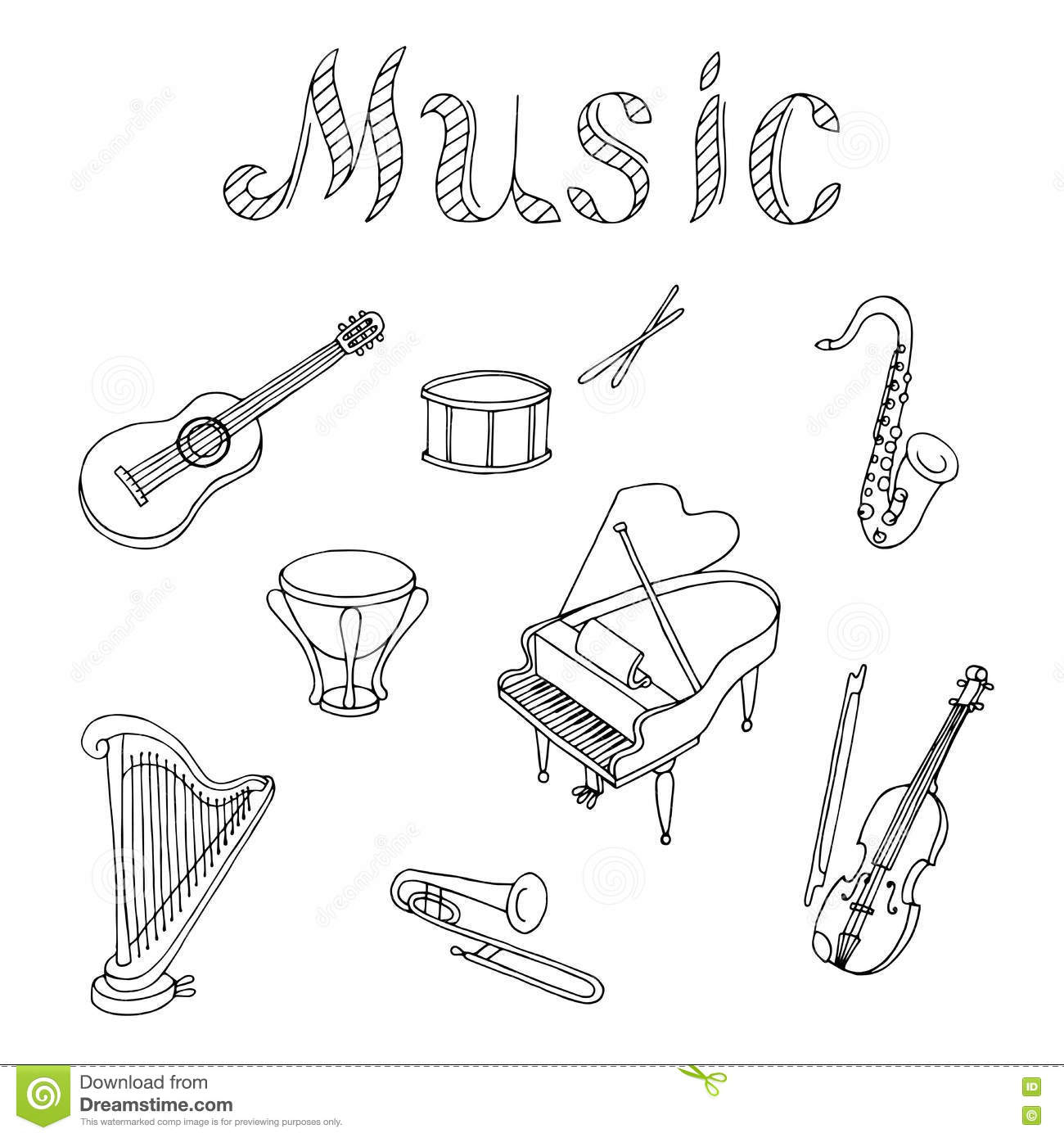Instrument De Musique Dessin Noir Et Blanc - Get Images One tout Instruments De Musique Dessin 