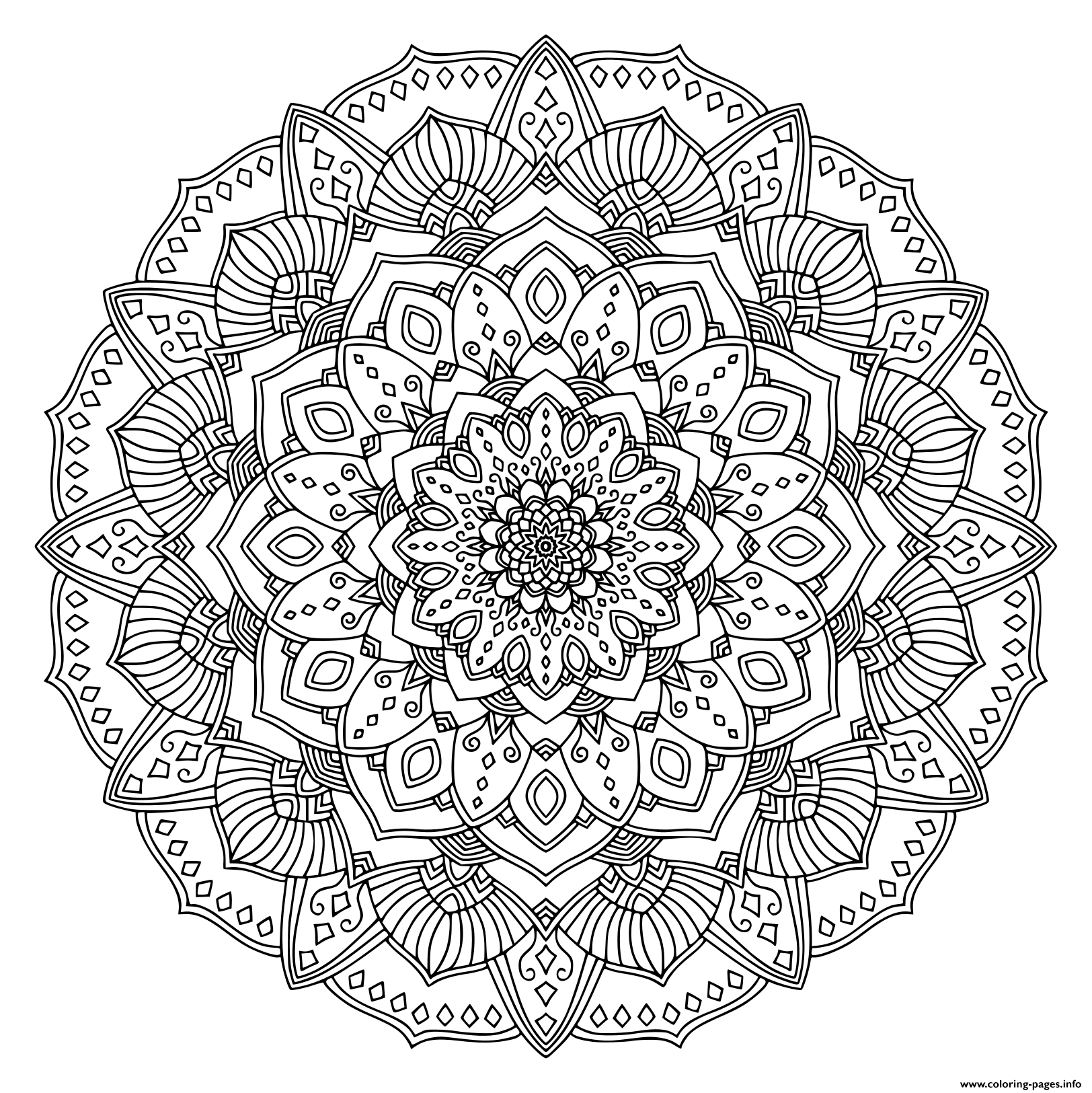 Intricate Black Mandala Coloring Pages Printable avec Mandalas Coloriage 