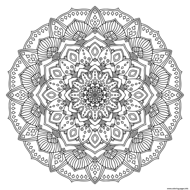 Intricate Black Mandala Coloring Pages Printable destiné Imprimer Dessin Mandala