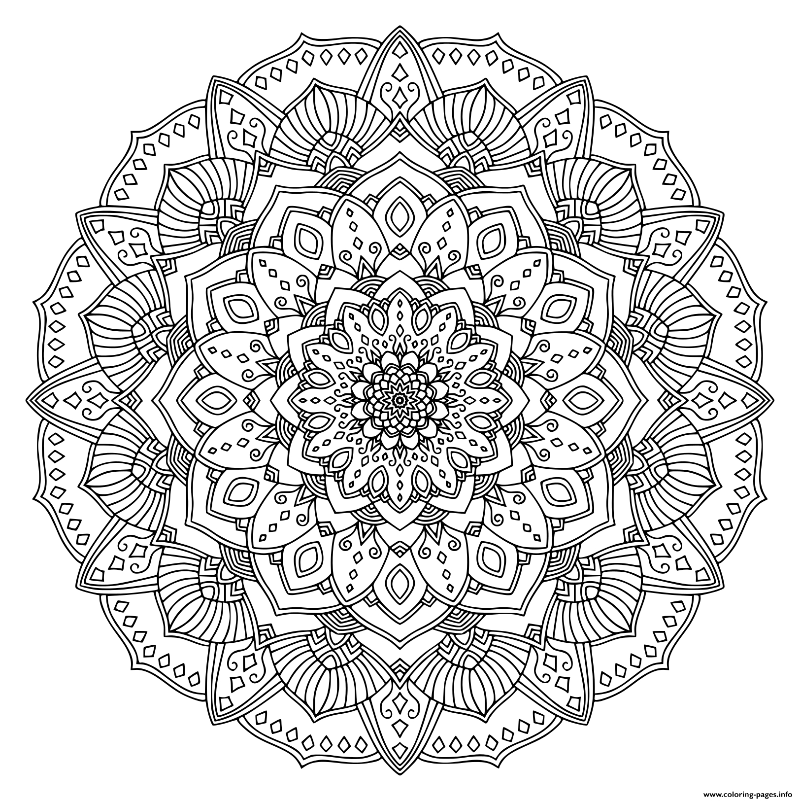 Intricate Black Mandala Coloring Pages Printable destiné Imprimer Dessin Mandala 