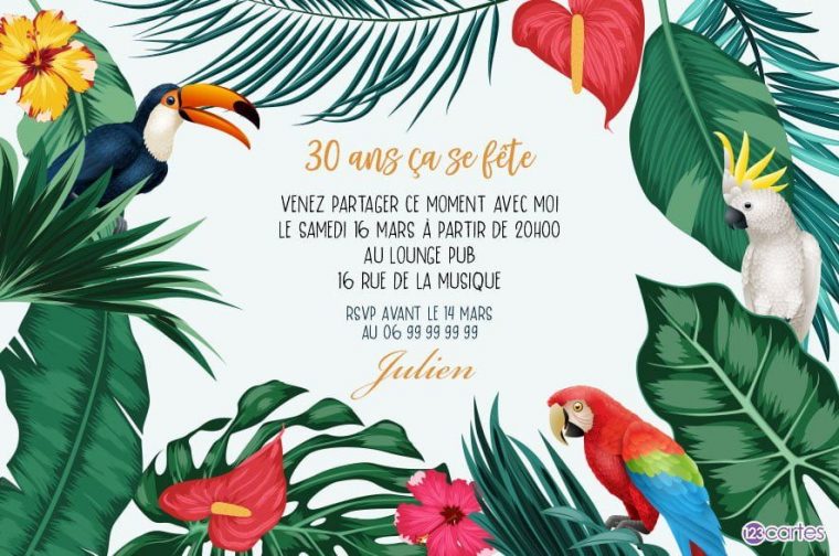 Invitation Anniversaire Aventure Tropicale Gratuite À avec Carte D Invitation À Imprimer Gratuite